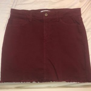 O2 Denim Maroon Denim Skirt